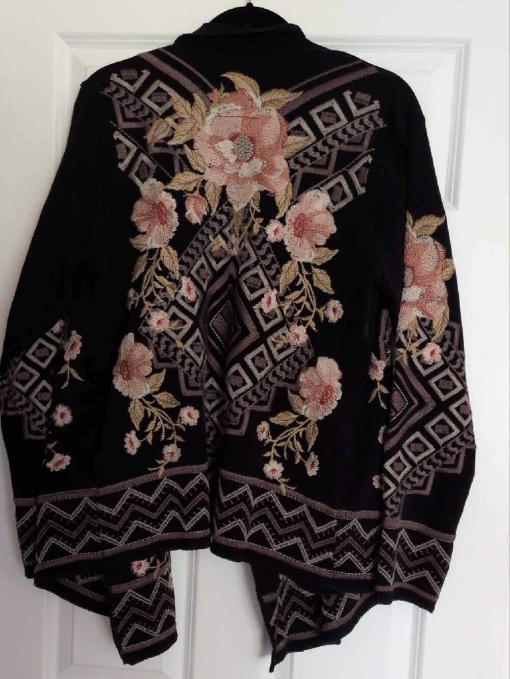 Johnny Was Black "Biya" Floral-Print Open Cardigan - Picture 3 of 9